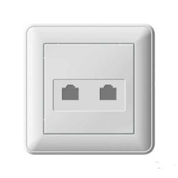 Wessen 59 Белый Розетка компьютерная 2-ая RJ45 кат. 5e в сборе с рамкой