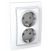 Schneider Electric Unica Белый Розетка 2-ая с/з с защитными шторками винт. зажим, литая (MGU23.067.18D)