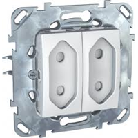 Schneider Electric Unica Белый Розетка 2-ая, б/з, 10А, со шторками, для узких вилок (MGU5.3131.18ZD)