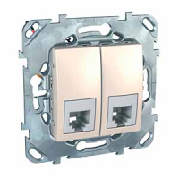 Schneider Electric Unica Бежевый Розетка ТЛФ 2-ая 4 контакта (MGU5.9090.25ZD)