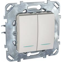 Schneider Electric Unica Белый Переключатель 2-клавишный (сх.6 6) с подсветкой (MGU5.0303.18NZD)