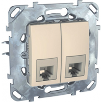 Schneider Electric Unica Бежевый Розетка комп(RJ45) 2-ая кат 6 с полем для надписи (MGU5.2424.25ZD)