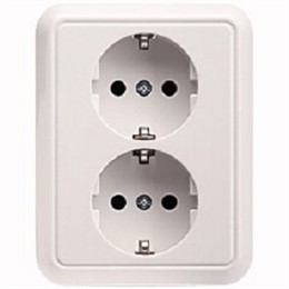 Розетка двойная 1 пост с/з 16А 250V Жемчужно-белый Elso Fashion 235400