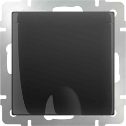 Розетка влагозащ. с зазем. с защит. крышкой и шторками Werkel WL08-SKGSC-01-IP44 черный матовый