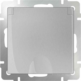 Розетка влагозащ. с зазем. с защит. крышкой и шторками Werkel WL06-SKGSC-01-IP44 серебряный
