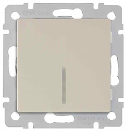 Выключатель одноклавишный проходной с подсветкой Werkel WL03-SW-1G-2W-LED-ivory слоновая кость