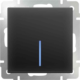 Выключатель одноклавишный проходной с подсветкой Werkel WL08-SW-1G-2W-LED черный матовый