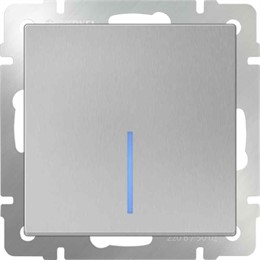 Выключатель одноклавишный проходной с подсветкой Werkel WL06-SW-1G-2W-LED серебряный