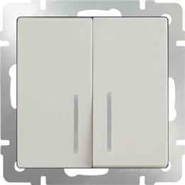 Выключатель двухклавишный с подсветкой Werkel WL03-SW-2G-LED-ivory слоновая кость