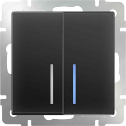 Выключатель двухклавишный с подсветкой Werkel WL08-SW-2G-LED черный матовый
