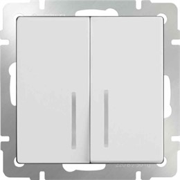 Выключатель двухклавишный проходной с подсветкой Werkel WL01-SW-2G-2W-LED белый
