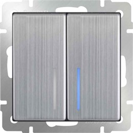 Выключатель двухклавишный с подсветкой Werkel WL02-SW-2G-LED глянцевый никель