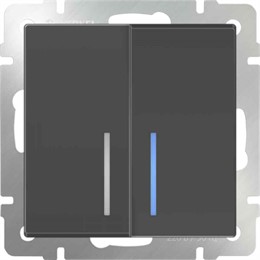 Выключатель двухклавишный проходной с подсветкой Werkel WL07-SW-2G-2W-LED серо-коричневый