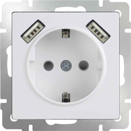 Розетка с заземлением, шторками и USB х2 Werkel WL01-SKGS-USBx2-IP20 белая