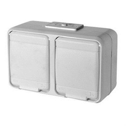 Розетка наружная двойная с заземлением 16А 250V IP44 Elso Aqua-Top белый