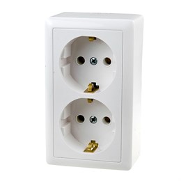 Розетка накладная двойная с заземлением Wessen РА16-238/RA16-238-B ХИТ