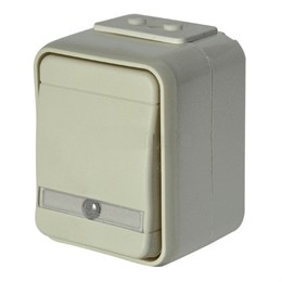 Переключатель одноклавишный наружный с подсветкой 10А 250V IP44 открытая установка Elso Aqua-Top жемчужно-белый