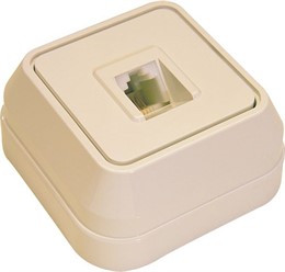 Розетка телефонная накладная RJ-11 Makel Siva Ustu 1 вход 4 контакта кремовый 45214