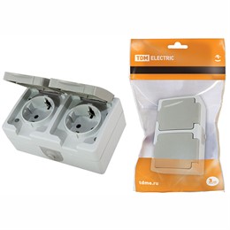 Розетка двойная TDM ELECTRIC 2П 3 (горизонтальная) открытой установки IP54 16А