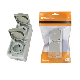 Розетка двойная TDM ELECTRIC 2П 3 (вертикальная) открытой установки IP54 16А