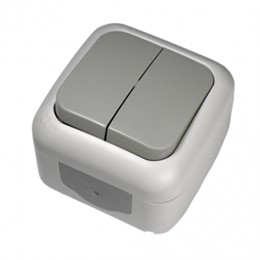 Выключатель двухклавишный, IP54, настенного монтажа, серый VI-KO Palmiye 90555502