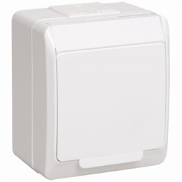 Розетка одноместная ИЭК Гермес открытой установки IP44 с з/к с крышкой белый РСб20-3-ГЧ