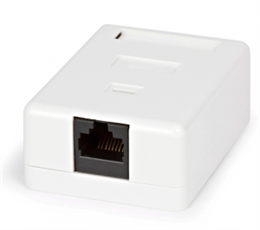 Розетка компьютерная RJ-45 (8P8C) накладная белая одинарная