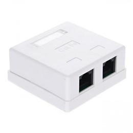 Розетка компьютерная RJ-45 (8P8C) накладная белая двойная