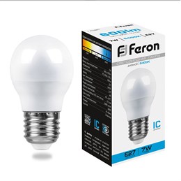 Лампа светодиодная Feron LB-95 Шарик E27 7W 175-265V 6400K