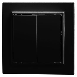 Выключатель 2-клавишный STEKKER, PSW10-9004-03, 250V, 10А, серия Эрна, черный