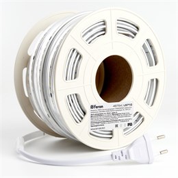 Лента светодиодная, 120SMD(2835)/м 10Вт/м 220V длина 25м, 6500K, IP65, FERON LS710  с 1 сетевым шнуром, 2 заглушками, 2 коннекторами в комплекте