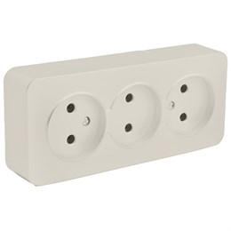 Розетка 3-местная б/з открытой установки, STEKKER, 250В, 10А, IP20, серия София, слоновая кость, MST10-13-04
