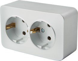 Розетка 2-местная с/з открытой установки, STEKKER, 250В, 16А, IP20, серия София, серебро, MST16-12-03