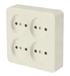 Розетка 4-местная б/з открытой установки, квадрат, STEKKER, 250В, 10А, IP20, серия София, слоновая кость, MST10-14S-04