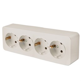 Розетка 4-местная с/з открытой установки, STEKKER, 250В, 16А, IP20, серия София, слоновая кость, MST16-14-04