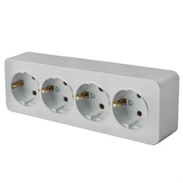 Розетка 4-местная с/з открытой установки, STEKKER, 250В, 16А, IP20, серия София, серебро, MST16-14-03