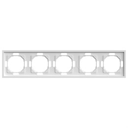 Рамка STEKKER, PFR00-5005-01 5-местная, серия Эмили, белый фарфор, soft touch