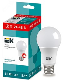 Лампа светодиодная A60 груша 12Вт 24-48В 4000К E27 IEK