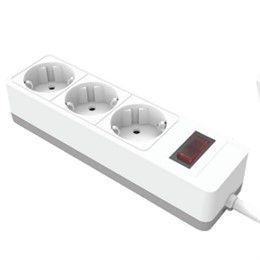 Сетевой фильтр 3-местный с/з STEKKER HM20-31-02 3x1мм2, 1,8 м, серия Optima, белый