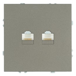 Розетка компьютерная 2-местная RJ-45 (механизм), STEKKER, серия Эмили, RST00-5111-09, антрацит, soft touch