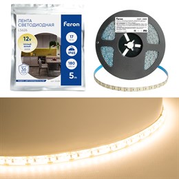 Светодиодная Светодиодная LED лента Feron LS626, 180SMD(2835)/m 17W/m 12V 5000*10*1,22мм 3000К IP65