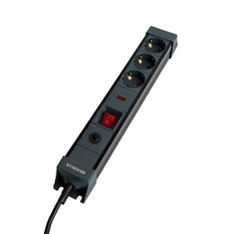 Сетевой фильтр 3-местный с/з STEKKER 3x1мм2, 5 м, 250В, 16А, серия Techno, HM22-31-05, черный