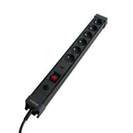 Сетевой фильтр 6-местный с/з STEKKER 3x1мм2, 5 м, 250В, 16А, серия Techno, HM22-61-05, черный