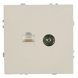 Розетка TV + компьютерная RJ-45 (механизм), STEKKER, серия Эмили, RST00-5106-08, кашемир, soft touch