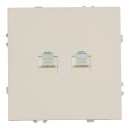Розетка компьютерная 2-местная RJ-45 (механизм), STEKKER, серия Эмили, RST00-5111-08, кашемир, soft touch
