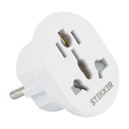 Адаптер-переходник для евровилки с/з, ультраплоский, STEKKER ADP16-06-20W , 250В, 16A, IP20,белый
