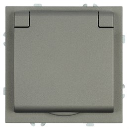 Розетка 1-местная с крышкой с защ. штор, STEKKER, с/з, 250В, 16А, серия Эмили, RST16-5112-09, антрацит, soft touch