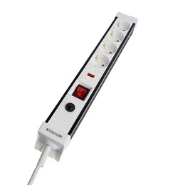 Сетевой фильтр 4-местный с/з STEKKER 3x1мм2, 5 м, 250В, 16А, серия Techno, HM22-41-05, белый