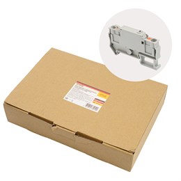 Зажим самозажимной STEKKER, 2-проводной проходной 4,0 мм² (JXB PT 4) c размыкателем и предохранителем, LD572-1-01, серый