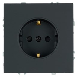 Розетка 1-местная с з/ш, с/з (механизм), СЗК, STEKKER, 250В, 16А, серия Эмили, RST16-5110-05ZK, черный уголь, soft touch
